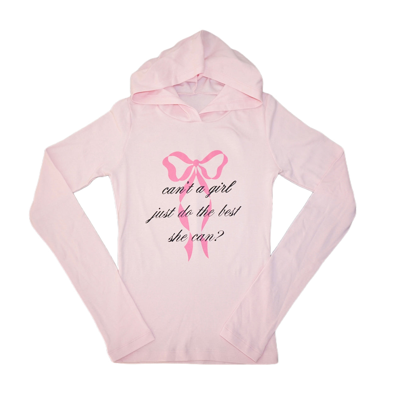 Can't a girl just do the best she can baby pink long sleeve hoodie