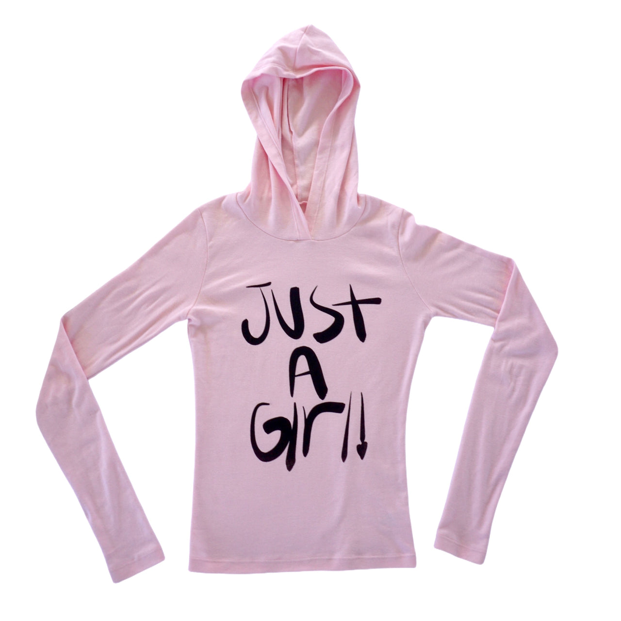 Just A Girl! baby pink long sleeve hoodie