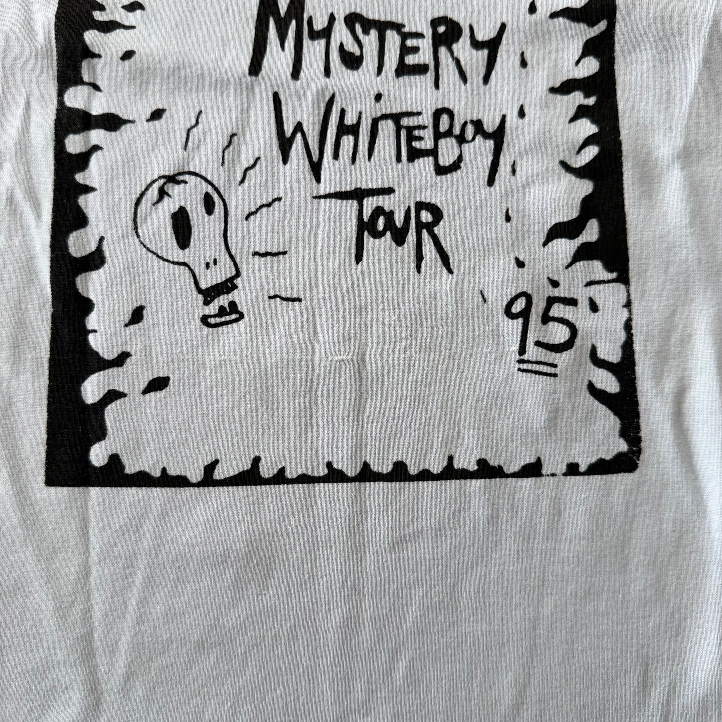 Mystery white boy tour baby tee - S