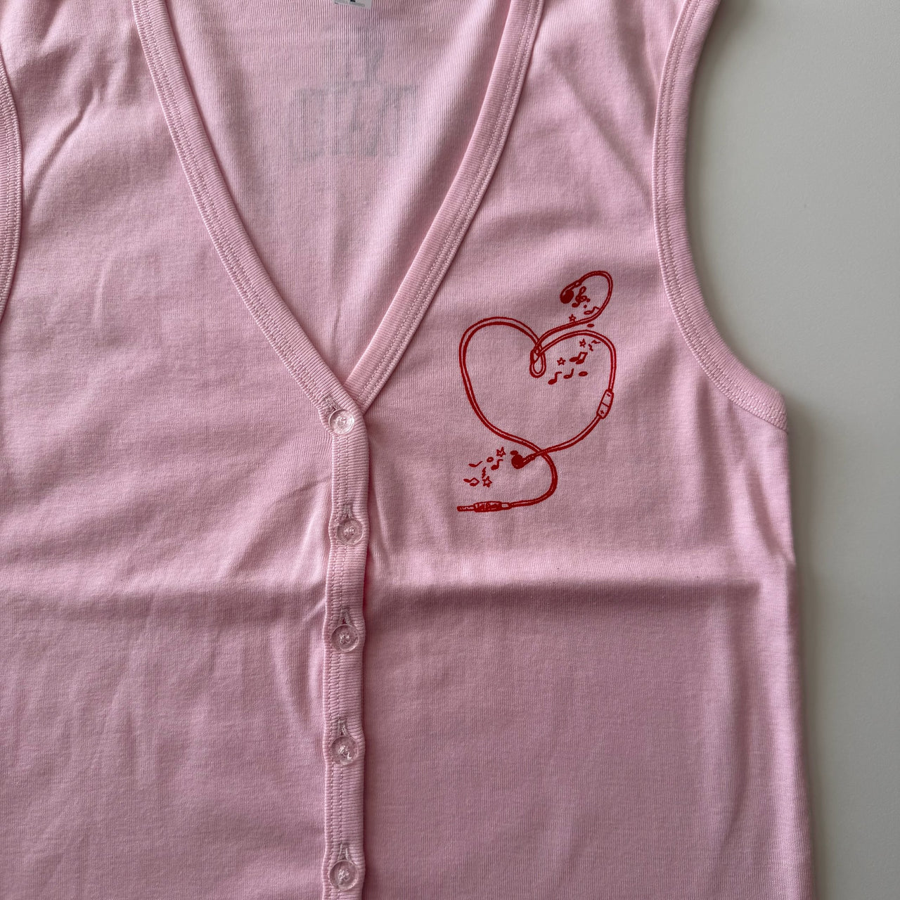 Headphones button up vest - L