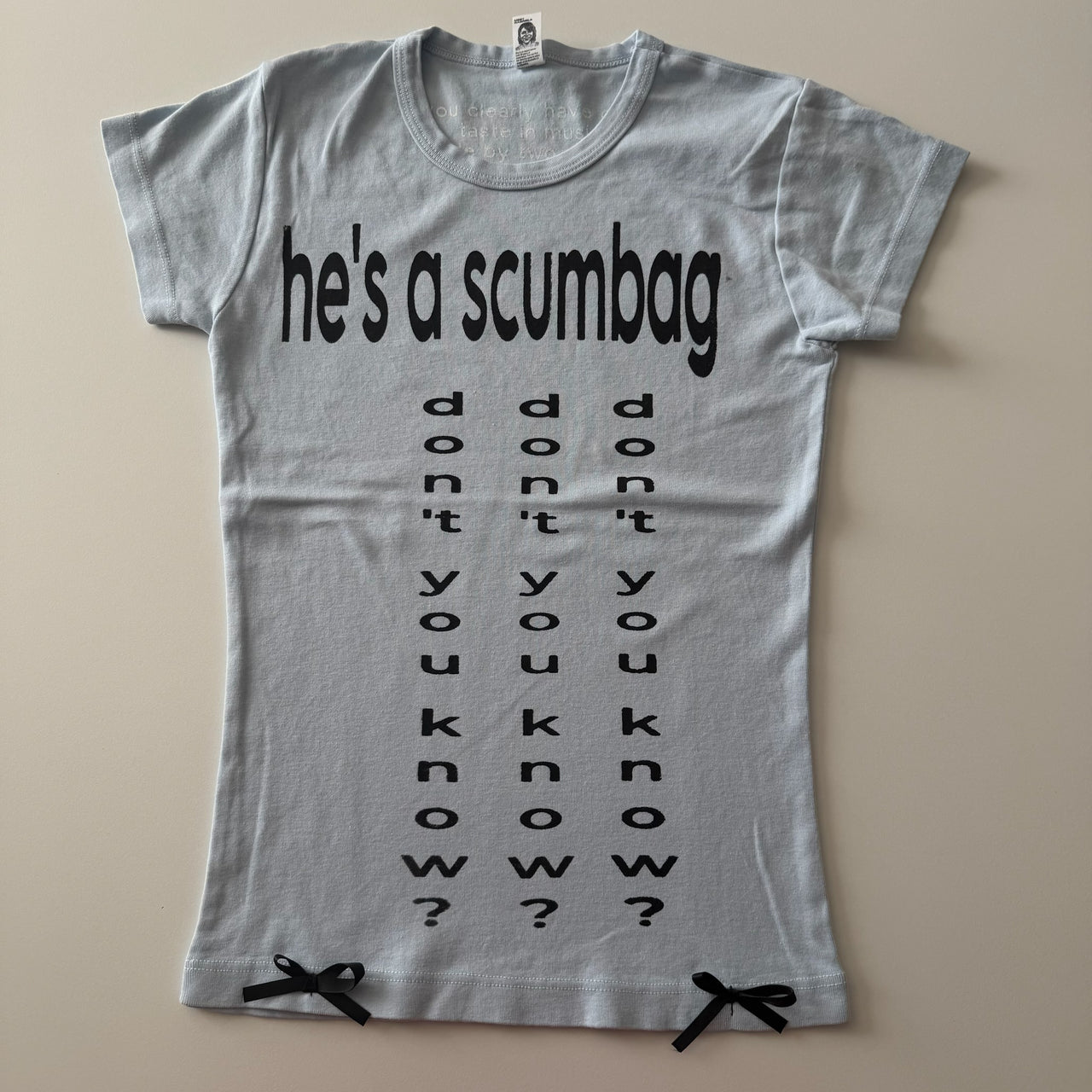 He's a scumbag baby tee - XS