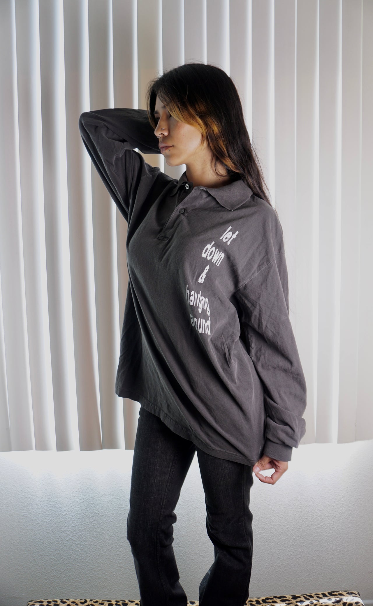 Let down & hanging long sleeve polo