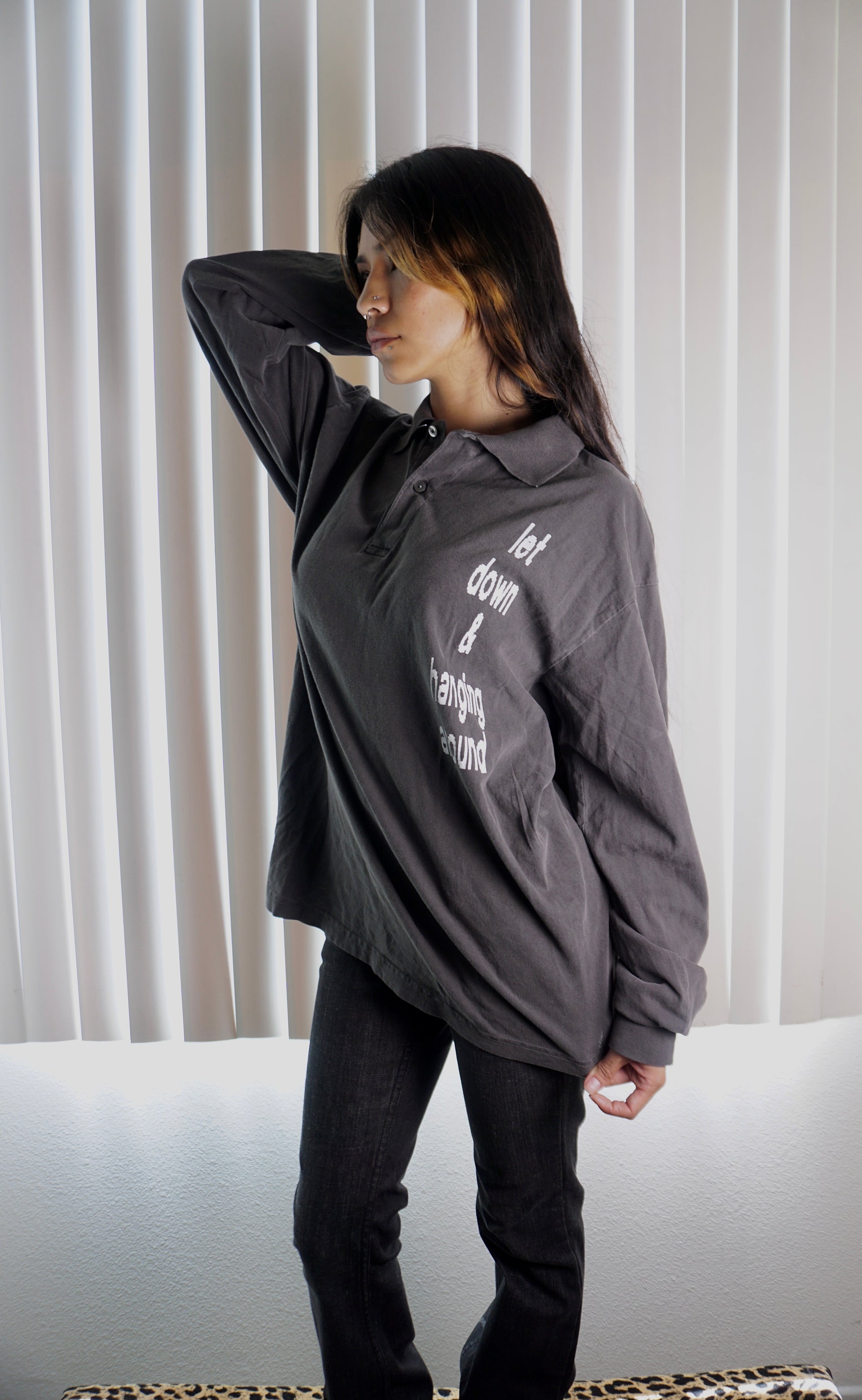 Let down & hanging long sleeve polo