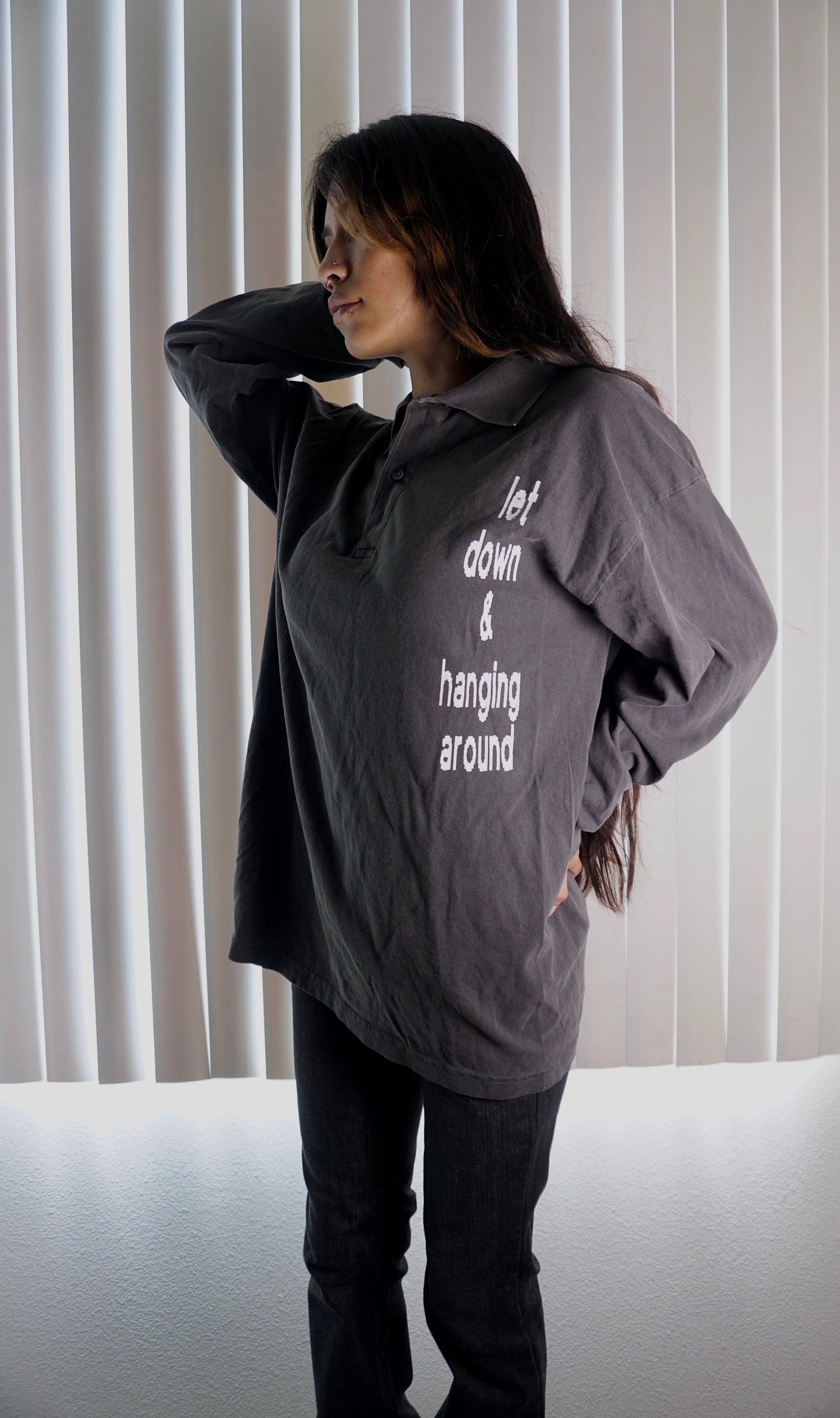 Let down & hanging long sleeve polo