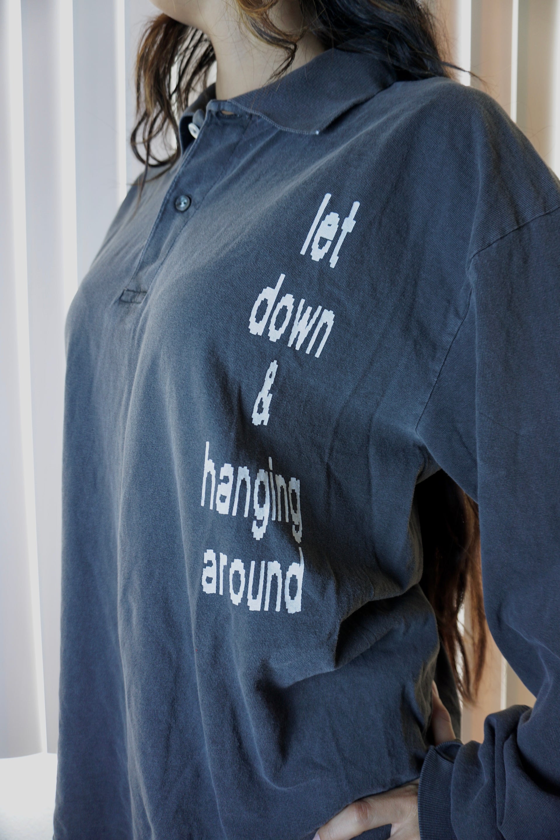 Let down & hanging long sleeve polo