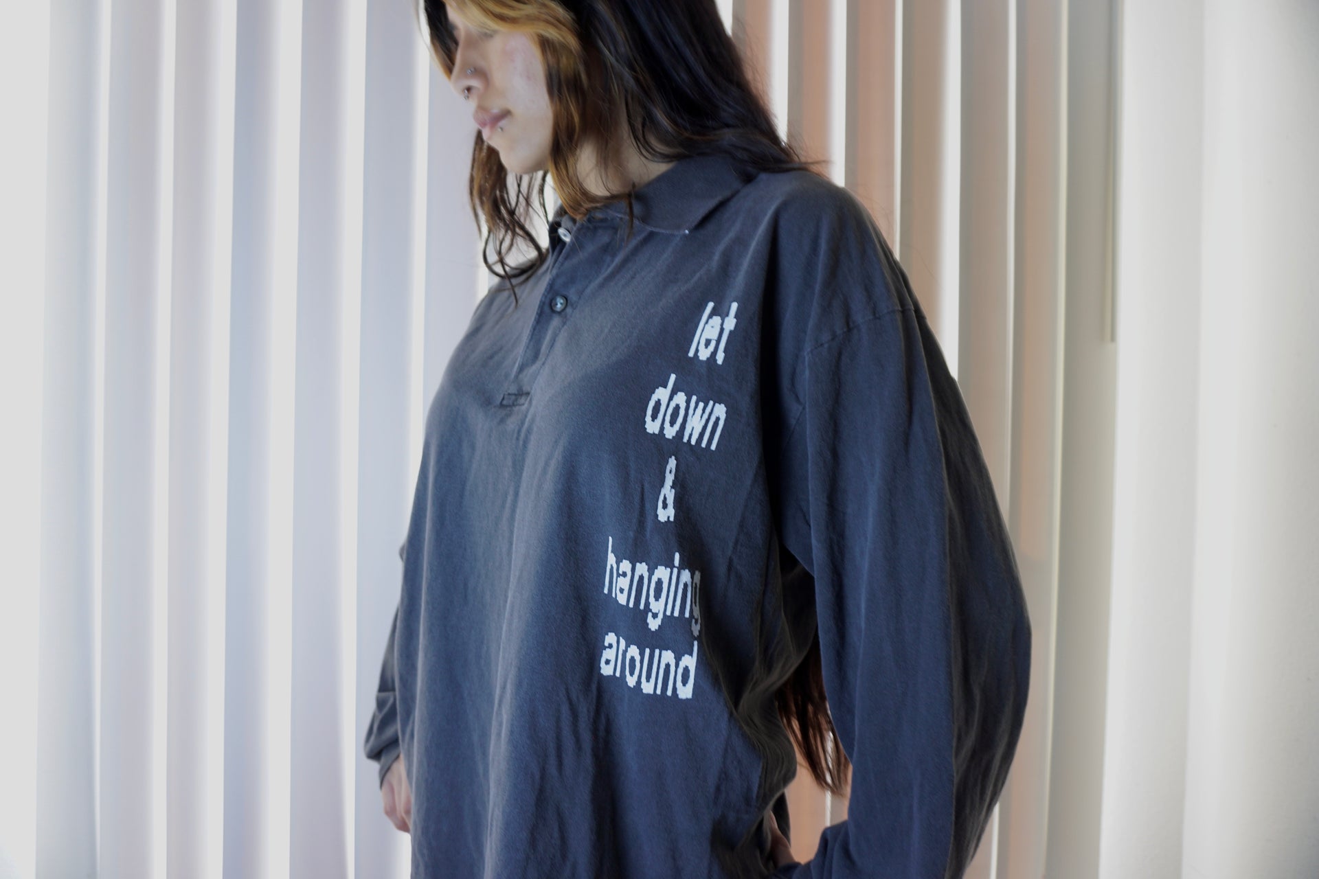 Let down & hanging long sleeve polo