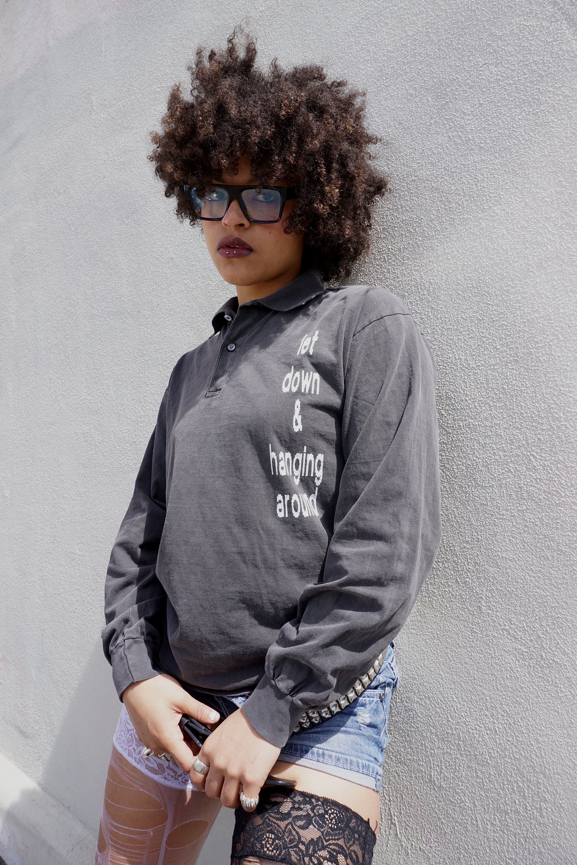 Let down & hanging long sleeve polo