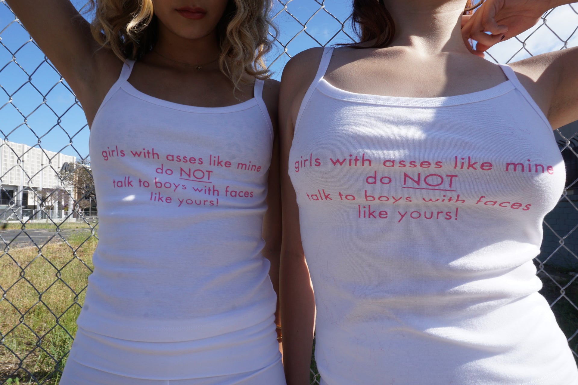 Girls with asses like mine do not talk to boys with faces like yours tank top