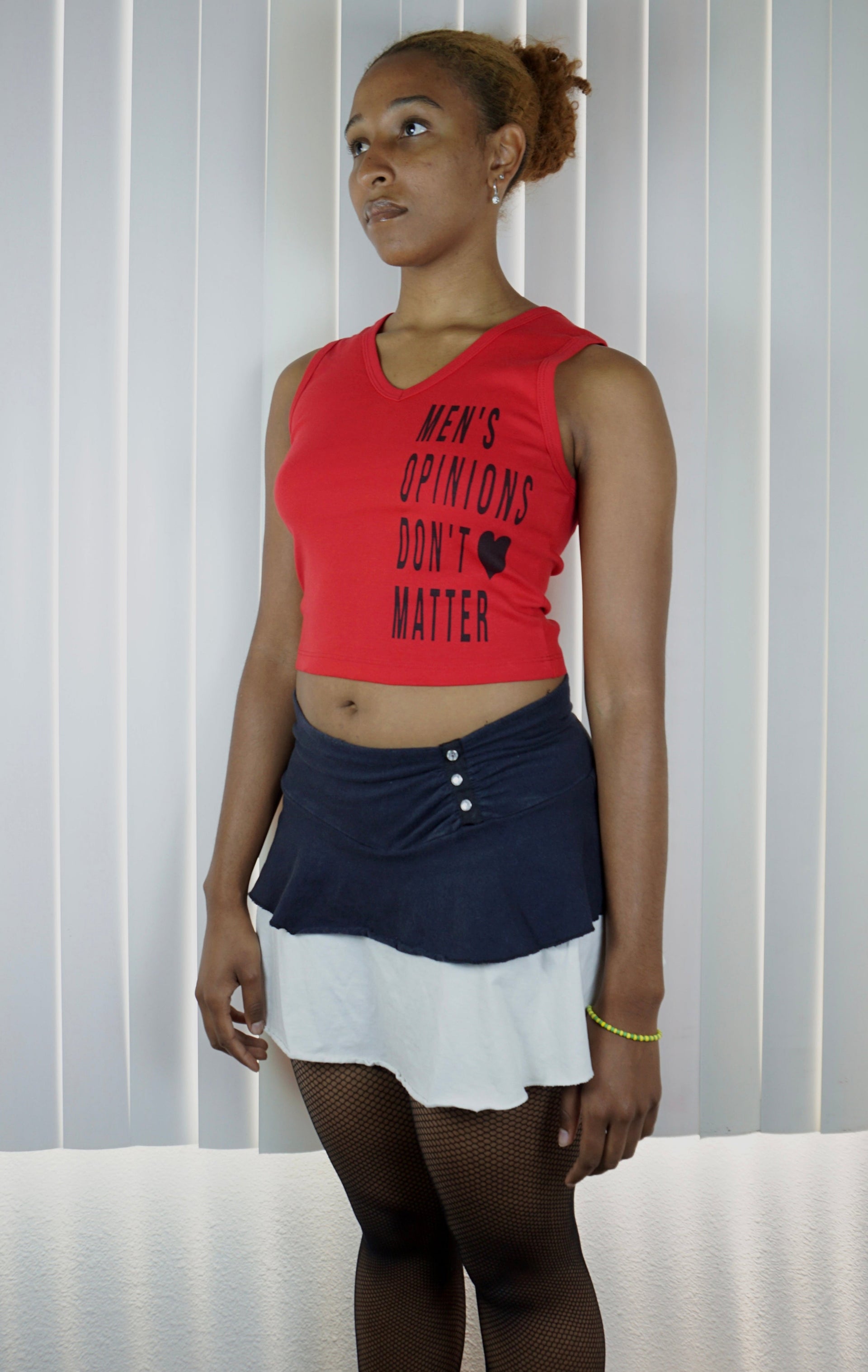 Men's opinions don't matter v neck crop top