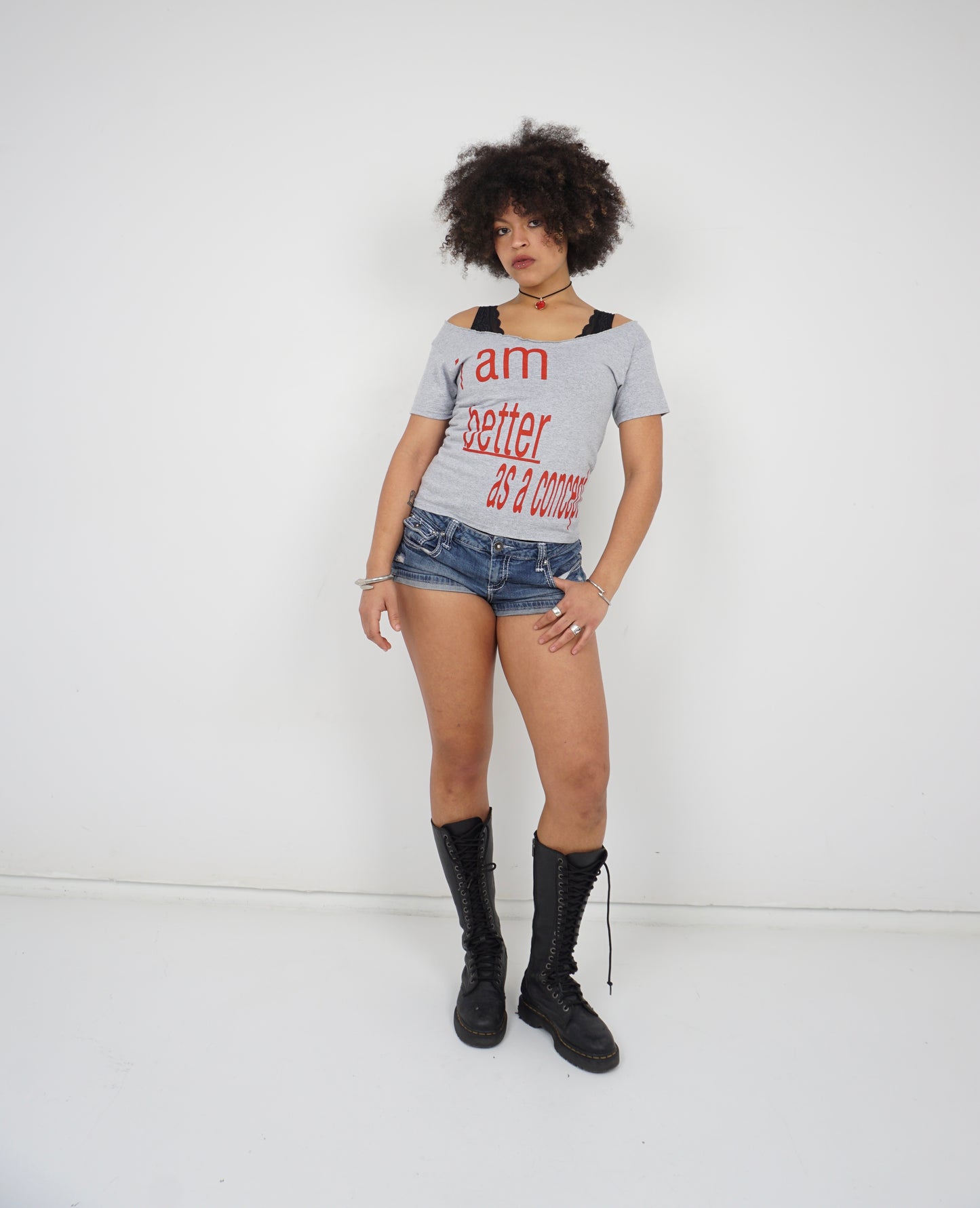 I am better as a concept off the shoulder tee