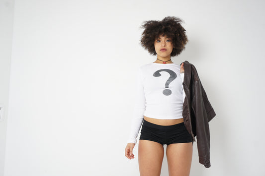 Question mark two sided long sleeve top