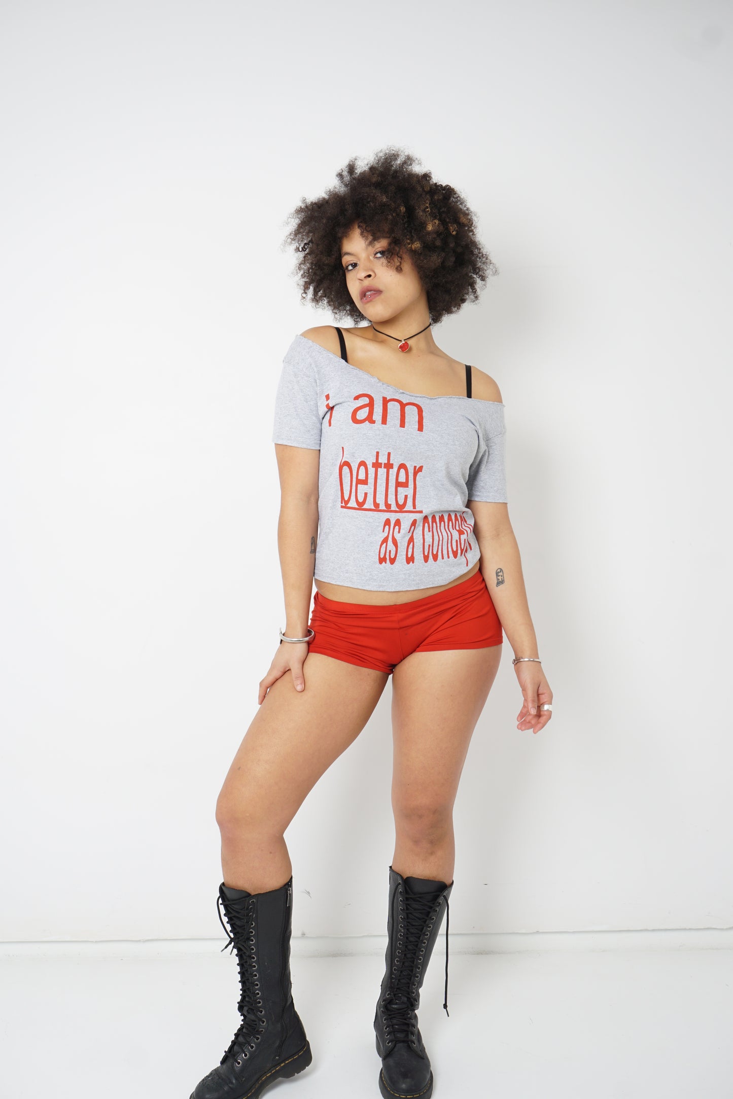 I am better as a concept off the shoulder tee