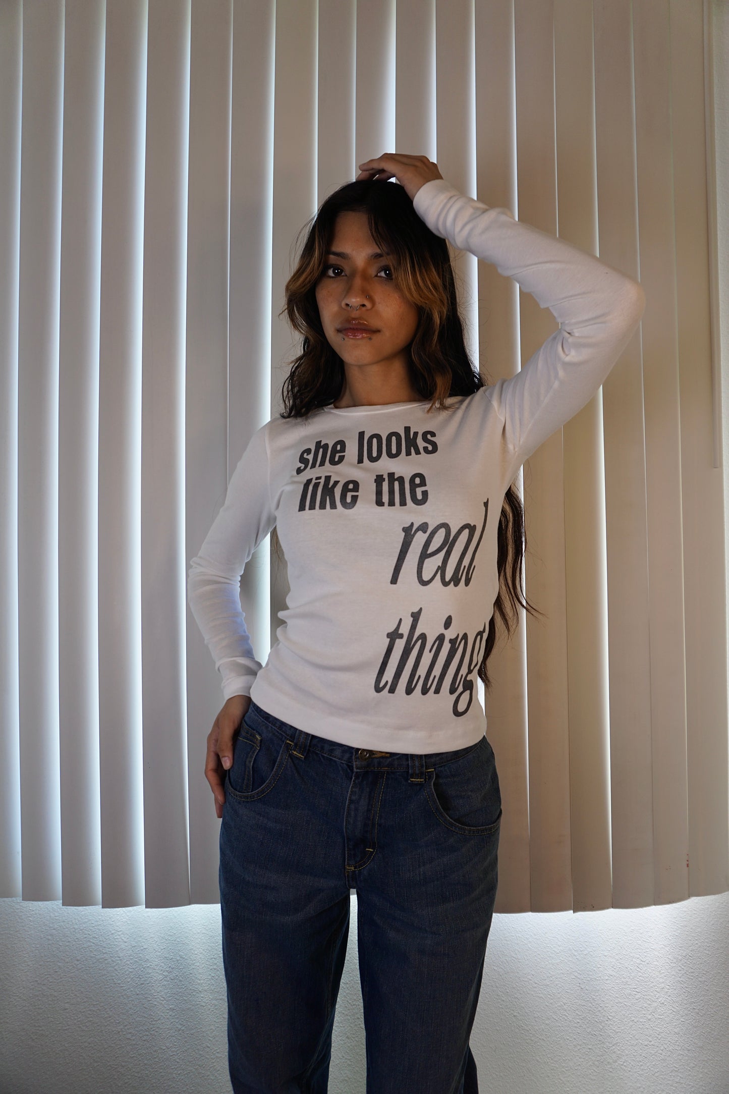 She looks like the real thing long sleeve top