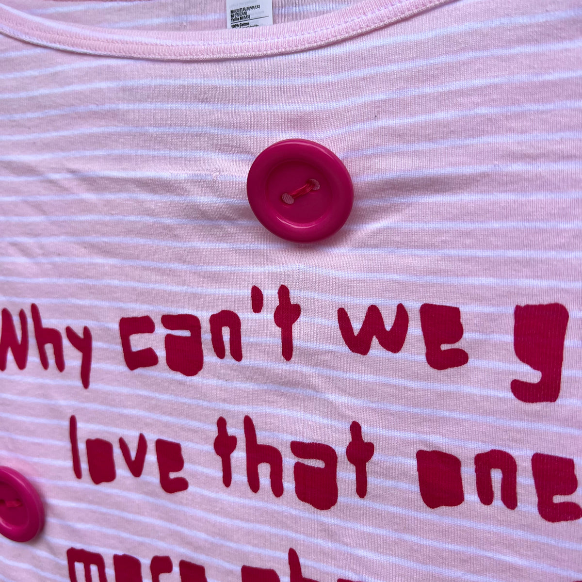 Why Cant We? 3/4 Long Sleeve button tee - M