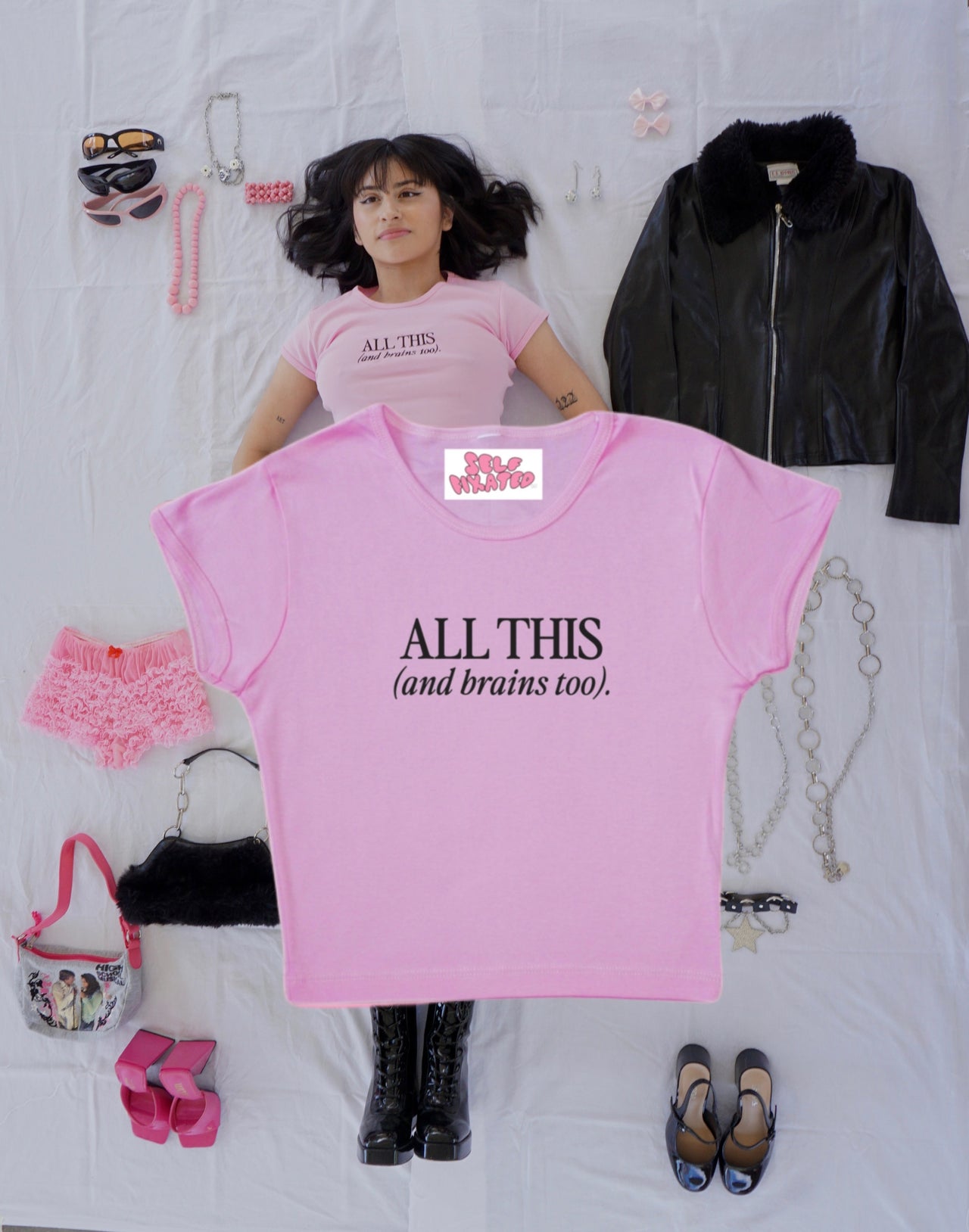 all this & brains too crop top