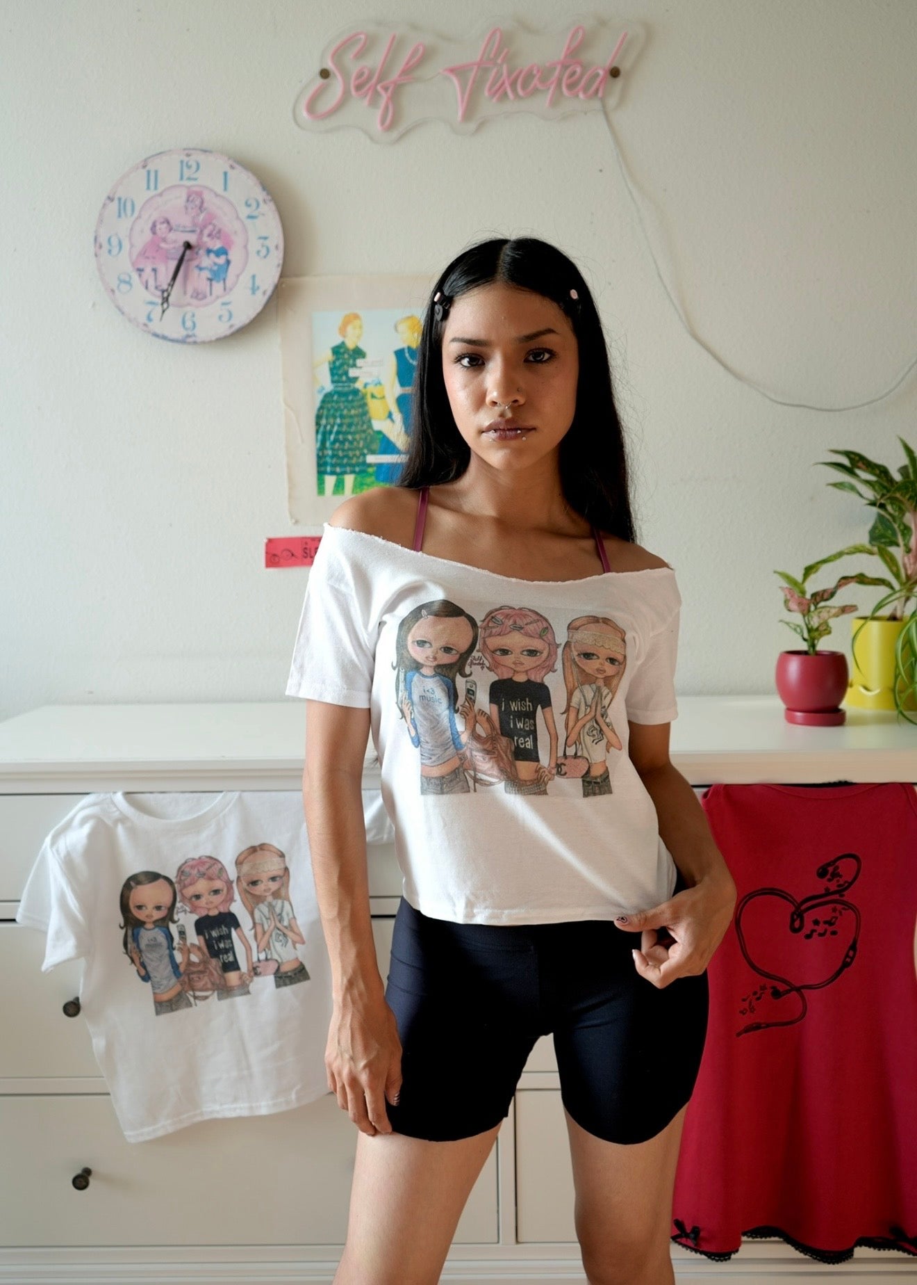 The girls off the shoulder tee