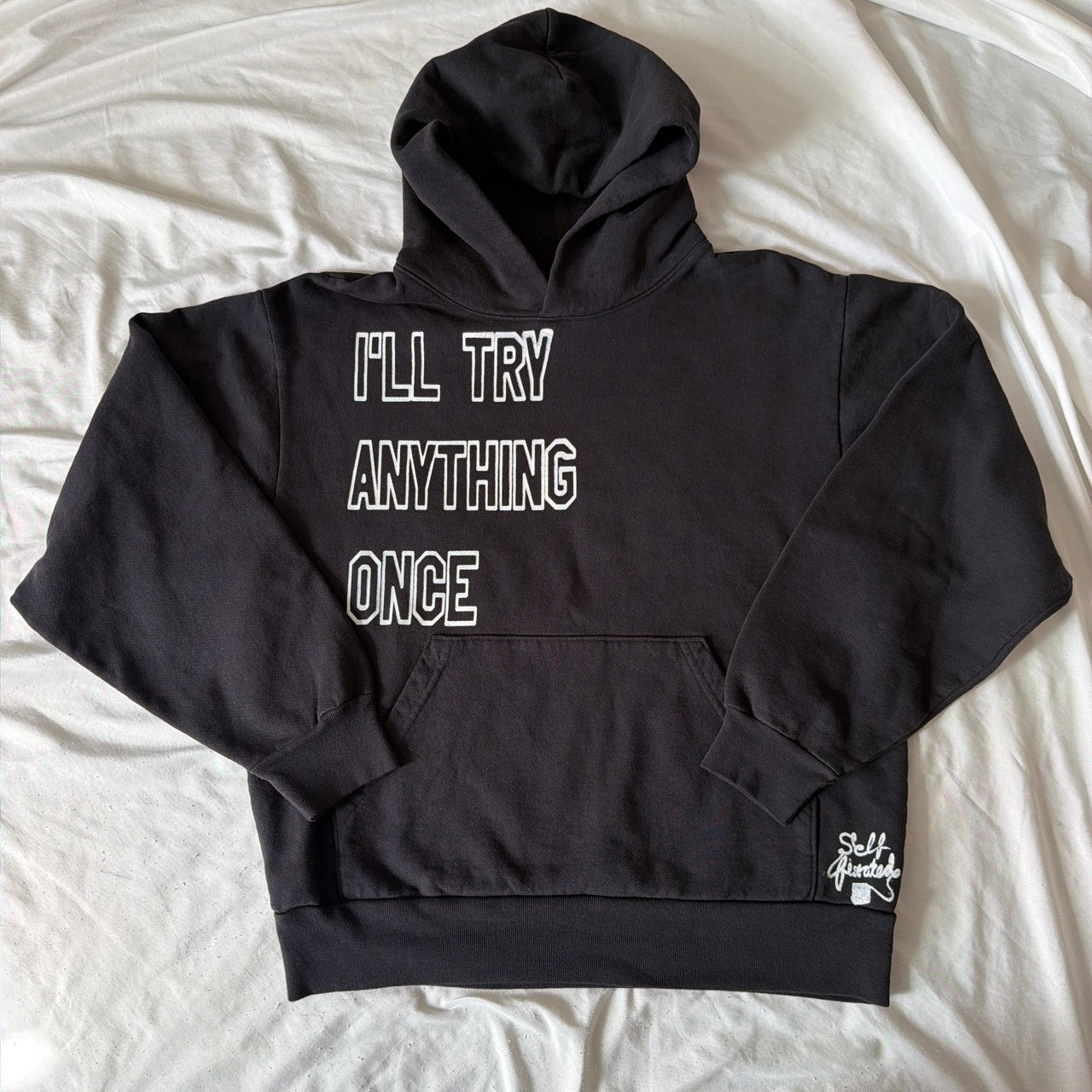 I'll try anything once hoodie - S