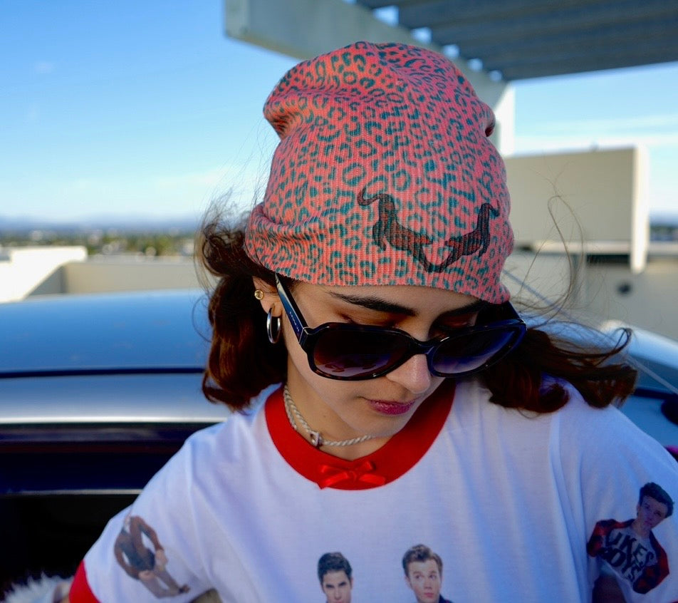 Leopard print beanie