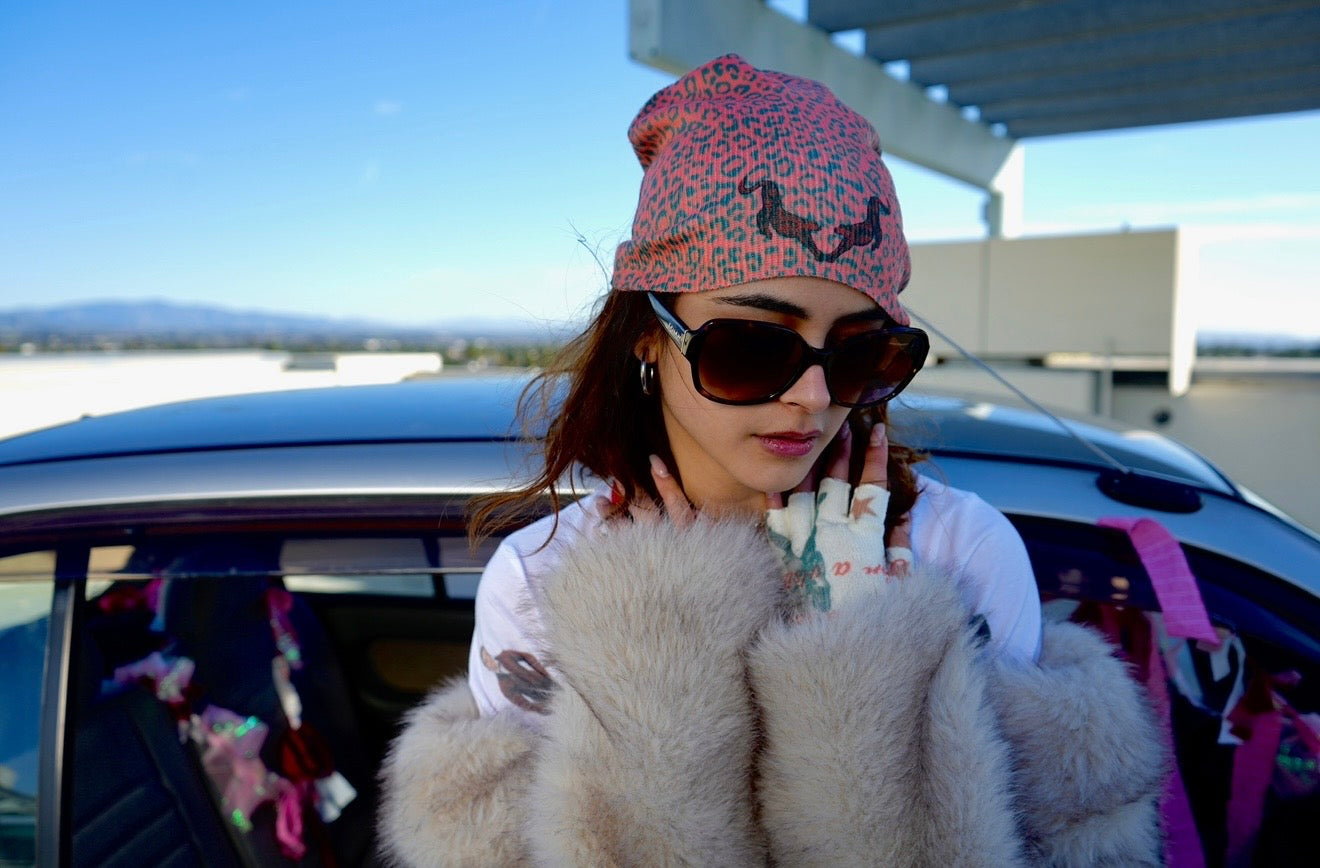 Leopard print beanie