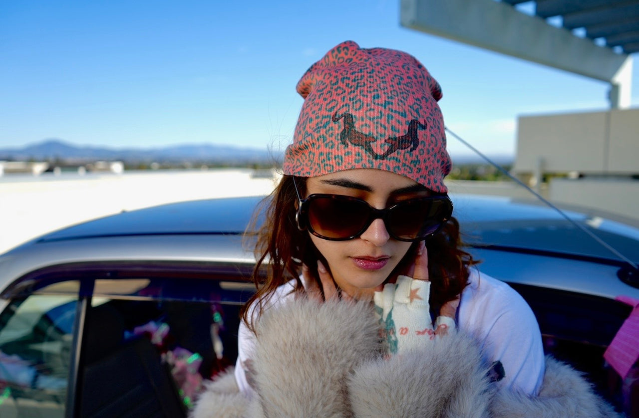 Leopard print beanie