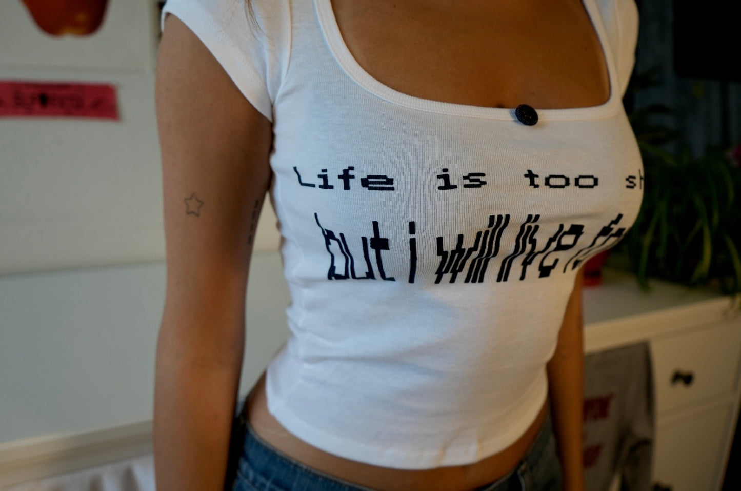 Life is too short button tee