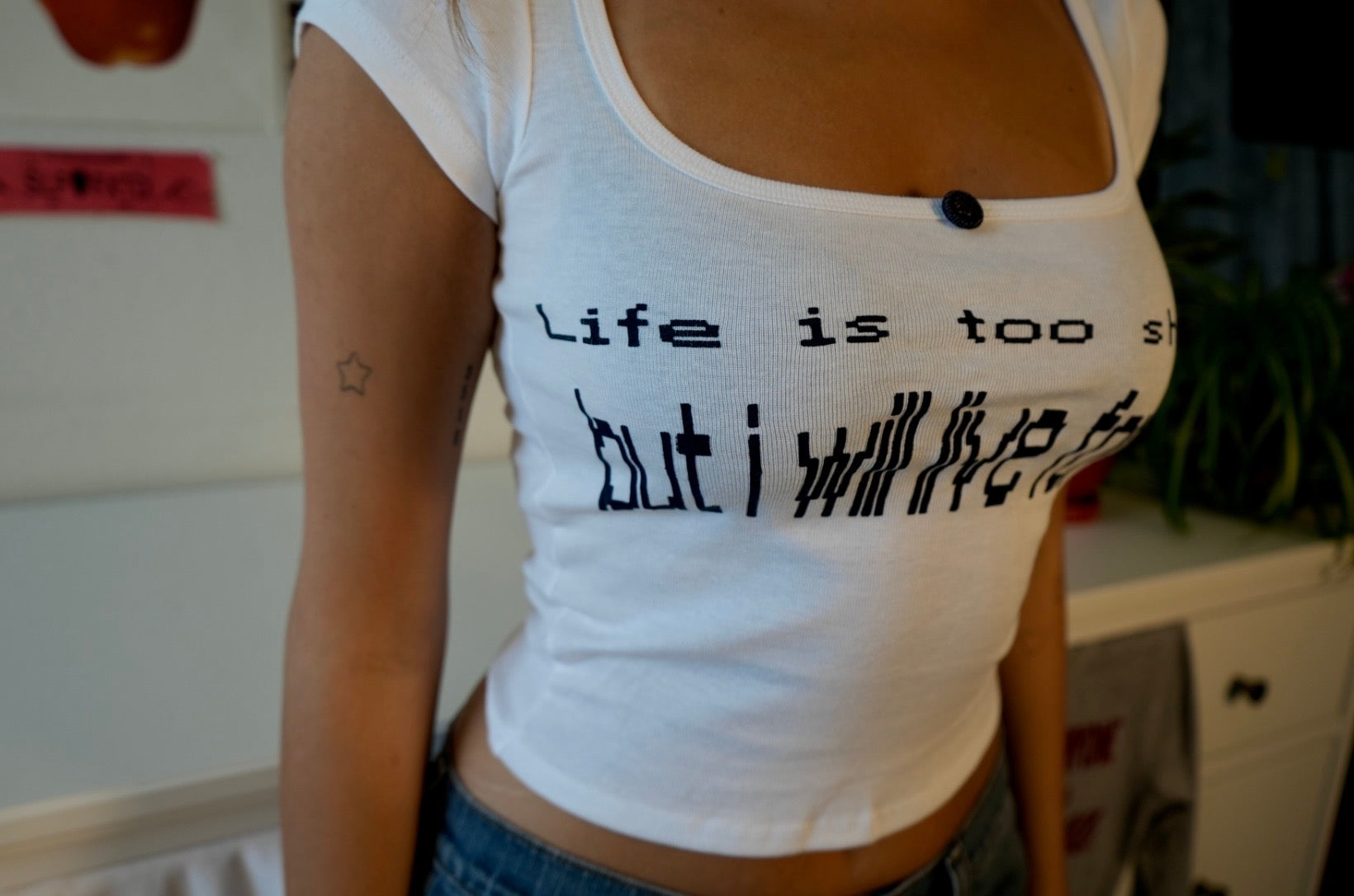 Life is too short button tee