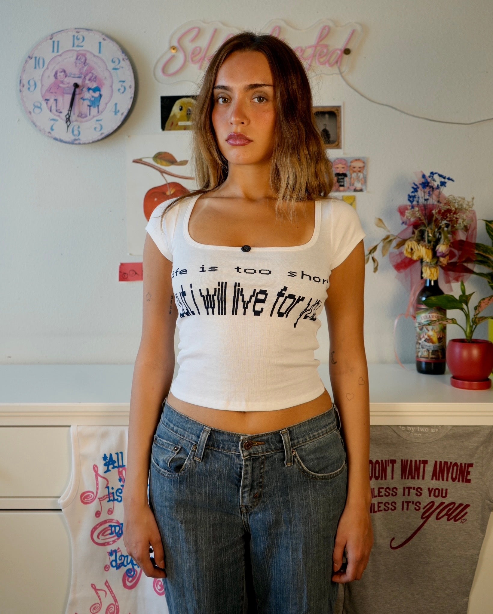 Life is too short button tee