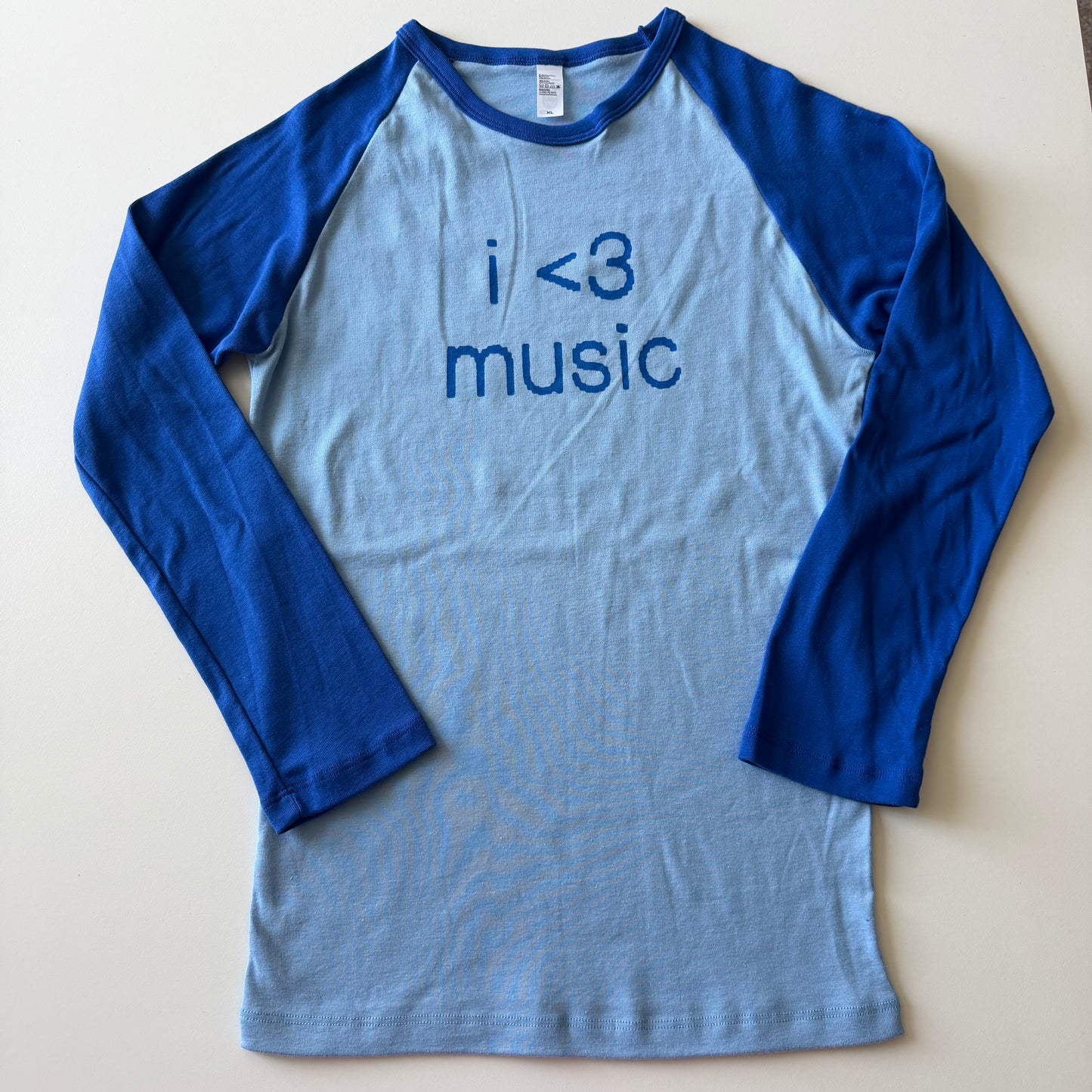 I <3 music raglan tee - XL