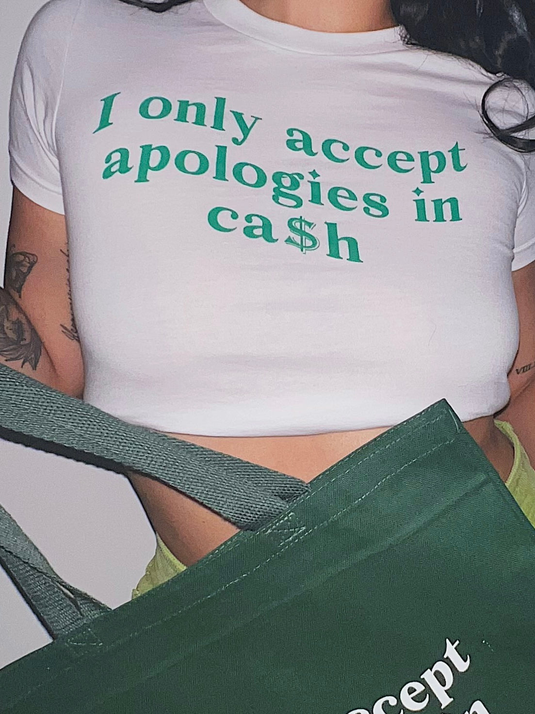 I only accept apologies in ca$h tee