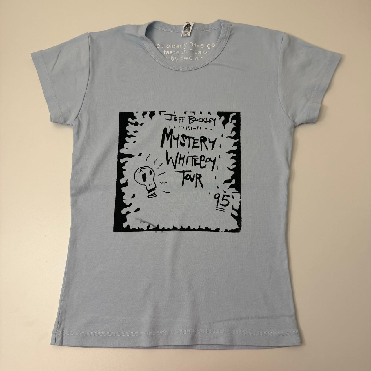 Mystery white boy tour baby tee - M