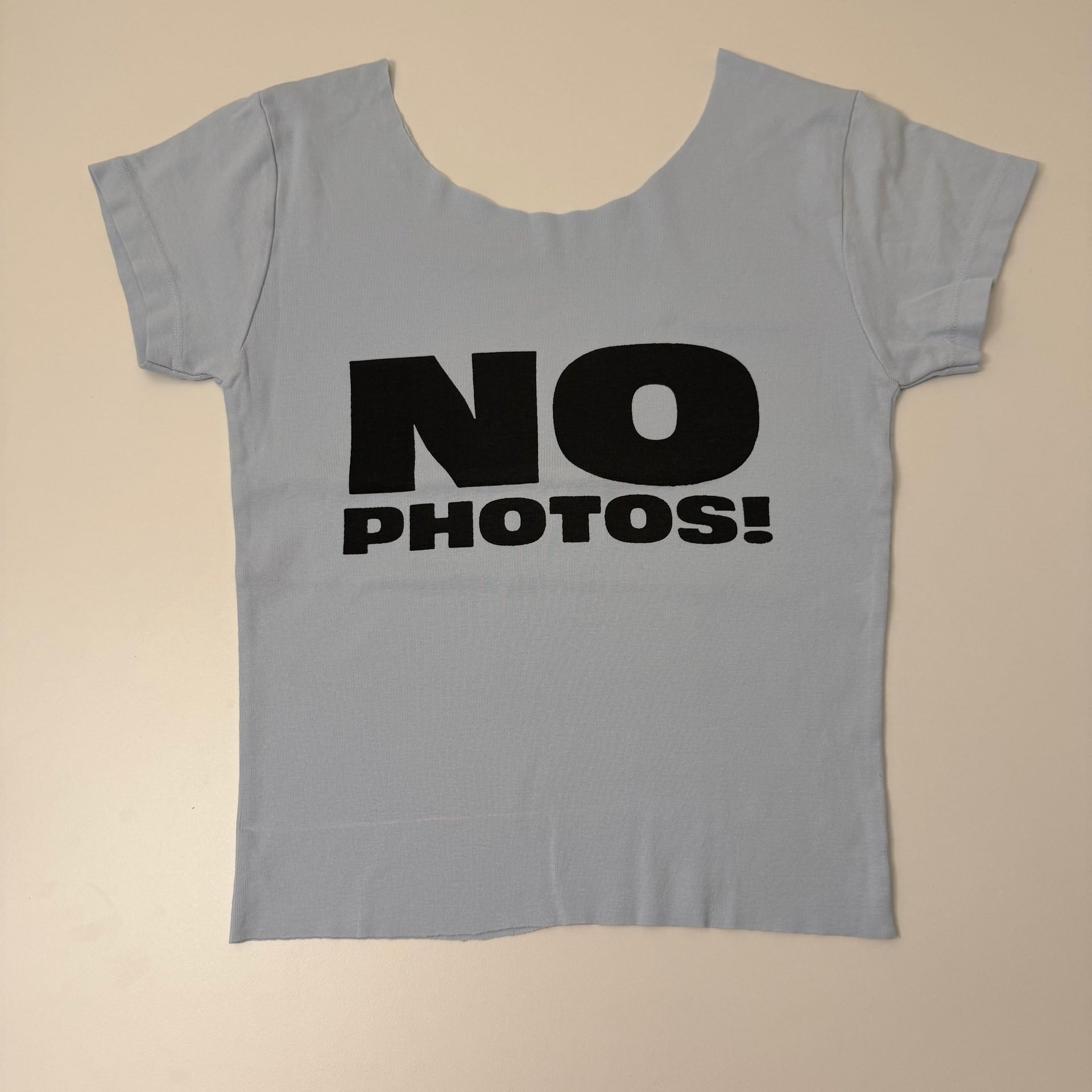 No photos off the shoulder baby tee - S