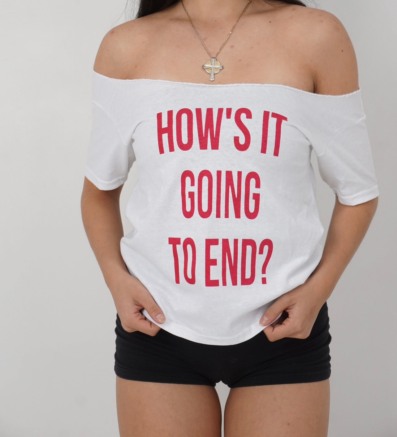 How's it going to end off the shoulder top