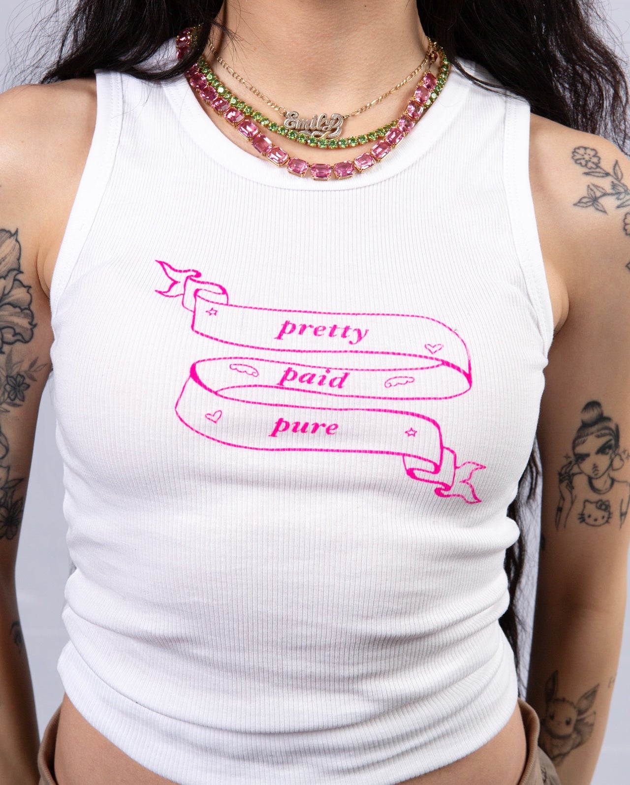 Pretty, Paid, Pure ribbed tank