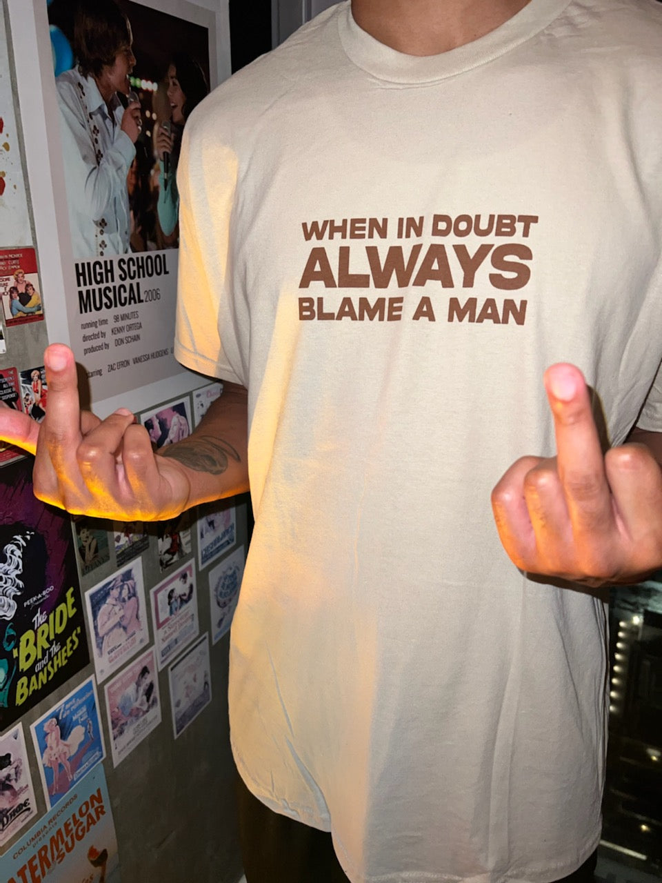 when in doubt blame a man t-shirt